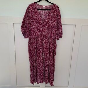 Old navy Floral-Print Fit & Flare Midi Dress Size XXL Cottagecore Prairie Boho